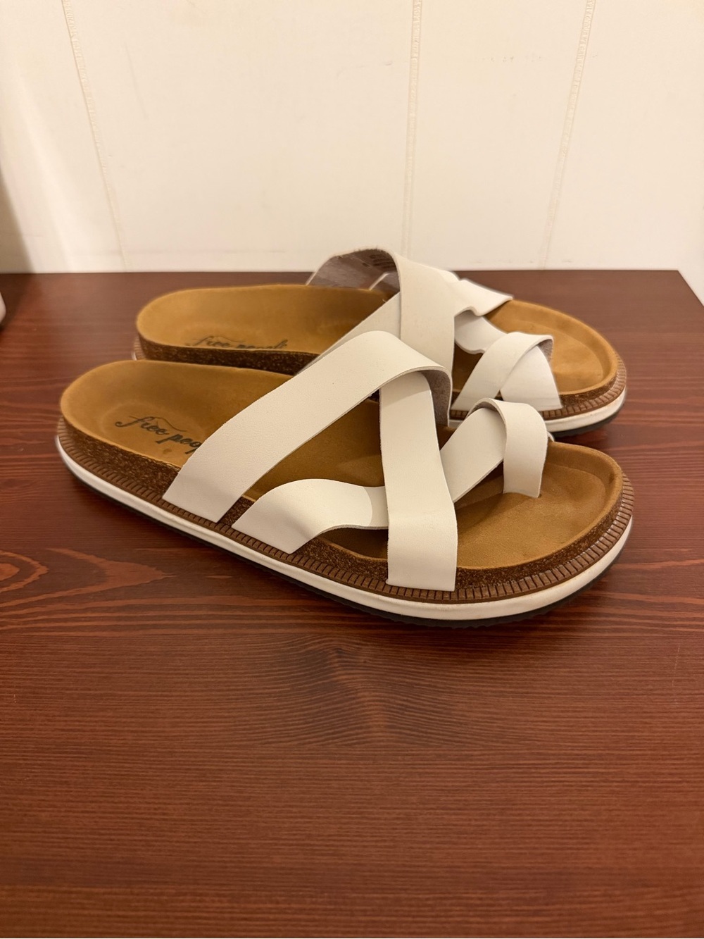 Free People White Crisscross Slide Sandals